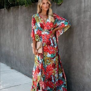 CONSTANCE TIE BACK KIMONO MAXI DRESS - small